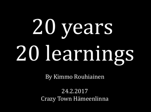 Kimmo Rouhiaisen 20 startup-oppia 20 vuodelta